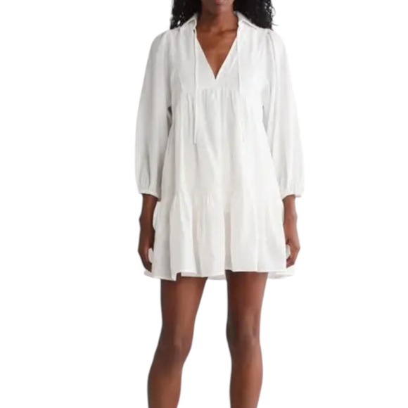 Stitchdrop NWT Saturday tiered long sleeve white dress large - Picture 8 of 8